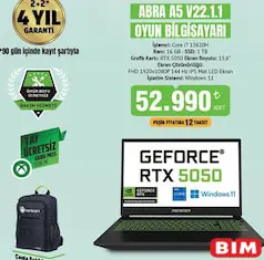 MONSTER ABRA A5 V22.1.1 OYUN BİLGİSAYARI GAMİNG LAPTOP
